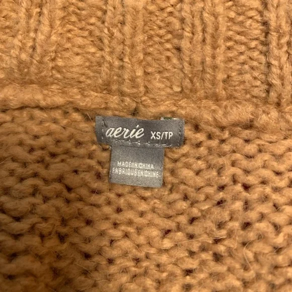 Aerie Cozy Knit Sweater in Tan - Picture 3 of 3